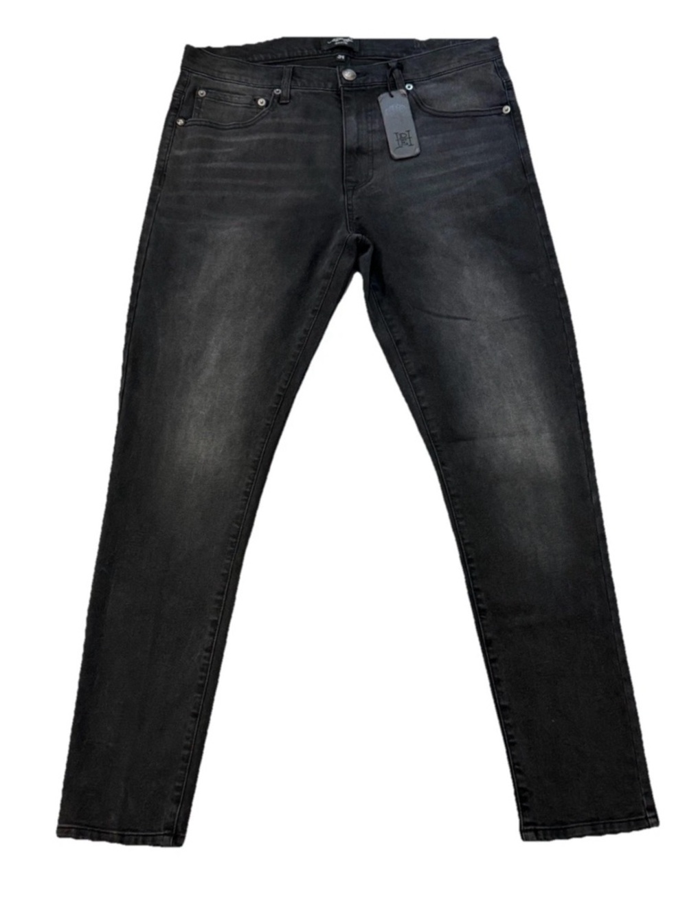Ed Hardy Black Skinny Jeans with White Script & Skull Accent - Picture 3 of 6